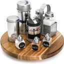 TOPZEA Decorative Round Wood Riser for Display, 10 inch Acacia Wood Pedestal Stand Farmhouse Kitchen Decor Tray Coffee Table Bathroom Counter Organizer for Plant Pot, Perfume, Cake, Lamp