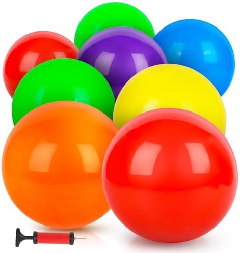 AMOR PRESENT 8PCS Inflatable Playground Balls, 8.5Inch Bouncing Sensory Balls with Hand Air Pump, for Kids Birthday Parties