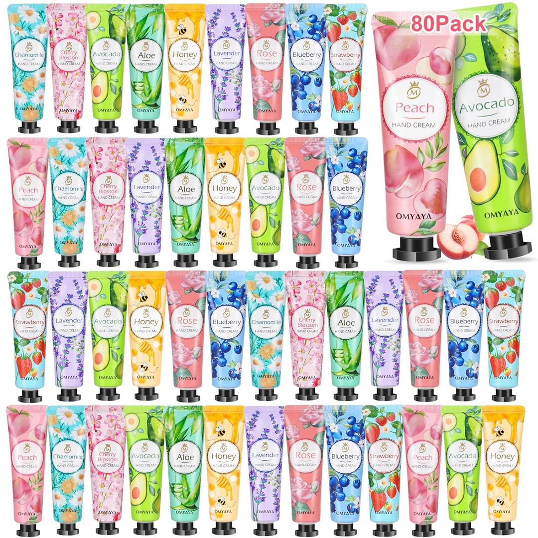 80 Pack Hand Cream Gift Set: Hand Lotion Travel Size, Teacher Appreciation Gifts, Hand Cream for Dry Cracked Hands, Mini Lotion Bulk, Small Gifts for Women Corworkers Nurse Birthday Party