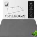 Diatomite Stone Bath Mat, Premium Natural Diatomaceous Earth Shower Mats for Bathroom Floor, Non-Slip with Quick Drying Super Absorbent, Easy to Clean (23.6''x 15.4" Dark Grey)