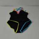 popvil Women's One Piece 2025 Tummy Control Swimsuits Neon Color Block Swimwear Deep V Neck Slimming Bathing Suit, (Medium, Black)