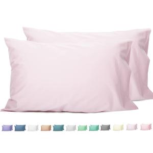 King Pillowcases Set of 2, 100% Cotton King Pillow Cases 2, 20×40 inches Light Pink, Soft and Breathable