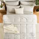 CozyLux Full Size Comforter Sets Oatmeal, 7 Pieces Bed in a Bag, Oatmeal Comforter Full Size, All Season Bedding Sets with Stitch Quilted Comforter, Flat Sheet, Fitted Sheet, Pillowcases