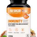 FreshCap 7-in-1 Immune Support Supplement - 5000mg Turkey Tail Mushroom Capsules, Immune Boosters for Adults, Immunity Boost Supplement, Elderberry Vitamin C and Zinc, Ayurveda (120 Capsules), BBD: 07/2025