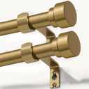 Lootkell 2 Pack Warm Gold Curtain Rods for Windows 72 to 144 Adjustable Length Heavy Duty 1" Diameter Brass Window Rod with Solid Metal Finials for Outdoor Farmhouse Bedroom Kitchen Living Room