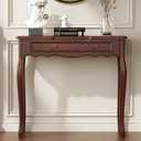 Walnut Entryway Table with 1 Drawer Console Table for Entryway Entrance Table for Hallway, Living Room, Foyer, Easy Assembly (Legs Only), 13.77D x 34.64W x 30.7H in