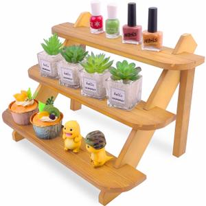Wooden Riser Display stand, 3 Tier Earring display Stands, Farmhouse Cupcake Stand, Display Shelf for Vendors, Jewelry Stand, Riser for Display, Display Riser for Funko Figures (Natural color)