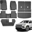 TPE All Weather Floor Mats & Cargo Liner for Jeep Grand Cherokee L 2021-2025 (only for 7-Seater) Custom Fit Floor Mats&Trunk Mat with Backrest Mats,Car Accessories(6-Piece Set, Black)
