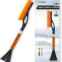 EcoNour 27" Aluminum Ice Scrapers for Car Windshield | Car Snow Scraper Window and Snow Brush with Ergonomic Foam Grip Winter Accessories (Orange)