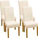 FORCHEER Chair Covers for Dining Chairs 4 Pack Beige Jacquard Stretch Parsons Chair Slipcovers Washable Removable