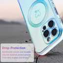 ZTOFERA Magnetic Case for iPhone 16 Pro Case 6.3",Cute Luxruy Iridescent Case with Love Hearts Pattern, Plating Edge Camera Lens Protection Shockproof Phone Case for Women Girls,Blue