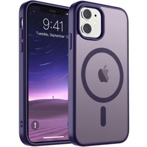 SUPFINE Magnetic for iPhone 11 Phone Case (Compatible with MagSafe) (Military Grade Drop Protection) Translucent Matte Shockproof Phone Cover,Dark Purple