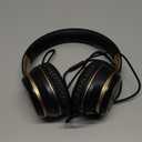 Lorelei X8 Over-Ear Wired Headphones with Microphone with 1.45m-Tangle-Free Nylon Line&3.5mm Plug,Lightweight Foldable & Portable Headphones for Smartphone,Tablet,Computer,Mp3/4(Black-Gold)