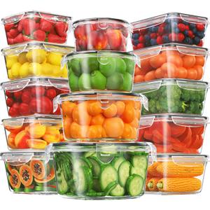 28 Pieces Food Storage Containers with Lids EXTRA LARGE Freezer Containers for Food BPA-Free Meat Fruit Vegetables Plastic Containers with lids Storage Airtight Leak-Proof Food Boxes for Kitchen (14 pack)