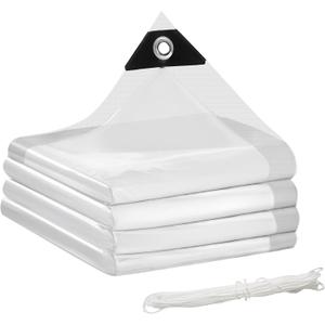 Clear Tarp 5 Mil PE  3X6 Ft Clear Tarps with Grommets, Heavy Duty Waterproof Clear Plastic Tarp for Patio, Greenhouse, Outdoor, Camping