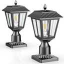 Solar Lamp Post Light Outdoor - 3000K Warm White, IP45 Waterproof Post Solar Lights for Garden Yard Landscape, Outside Decorative Lamp(2PK)