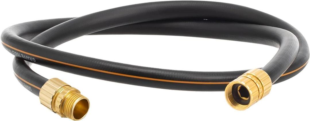 Giraffe Tools Garden Hose 5/8" Custom Length, No Kink, Flexible, Leakproof Water Hose, 600 Burst PSI, 4ft Male Female Fittings,Black Orange