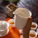 Gaiwan Tea Set,Home Chinese Traditional Gongfu Tea Set,Portable
White Ceramic Tea Sets a Gaiwan,a Serving Splitter,a Tea Towel,and a Tea Tongs,6 Teacups