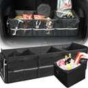 Front Trunk Organizer with Leakproof Cooler Bag for Tesla Model Y Model 3 2017-2025, Frunk Storage Collapsible Container Box Compatible with Front Rear Trunk Seats for Accessories, Black