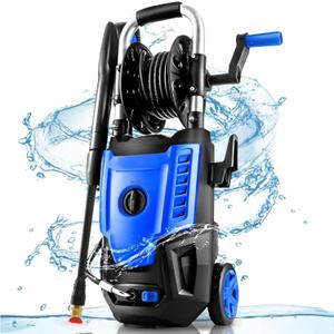4800 PSI Pressure Cleaner- 4.0 GPM High Power Cleaner with 33FT Hose Reel, 4 Spray Tips and Soap Bottle for Car Washing, Fence Cleaning, Patio MaintenanceUpgraded, Blue 