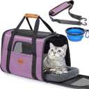 Morpilot Cat Carrier - Cat Carrier Soft for Medium or Large Cats up to 20lbs, with Dual-Sided Cushion, Secure Buckle and Foldable Bowl, Dog Carriers for Small Dogs(Purple)-17.3" L x 12.2" W x 13.4" H