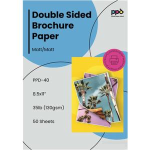 PPD Double Sided Photo Paper, Matte Brochure Paper 8.5 x 11 for Inkjet Printer, 130 gsm, 6.3 mil Thick for Magazine, Flyer, Presentation, Program, Instant Dry & Water Resistant (50 Sheets) PPD Double Sided Photo Paper, Matte Brochure Paper 8.5 x 11 for Inkjet Printer, 130 gsm, 6.3 mil Thick for Magazine, Flyer, Presentation, Program, Instant Dry & Water Resistant (50 Sheets)