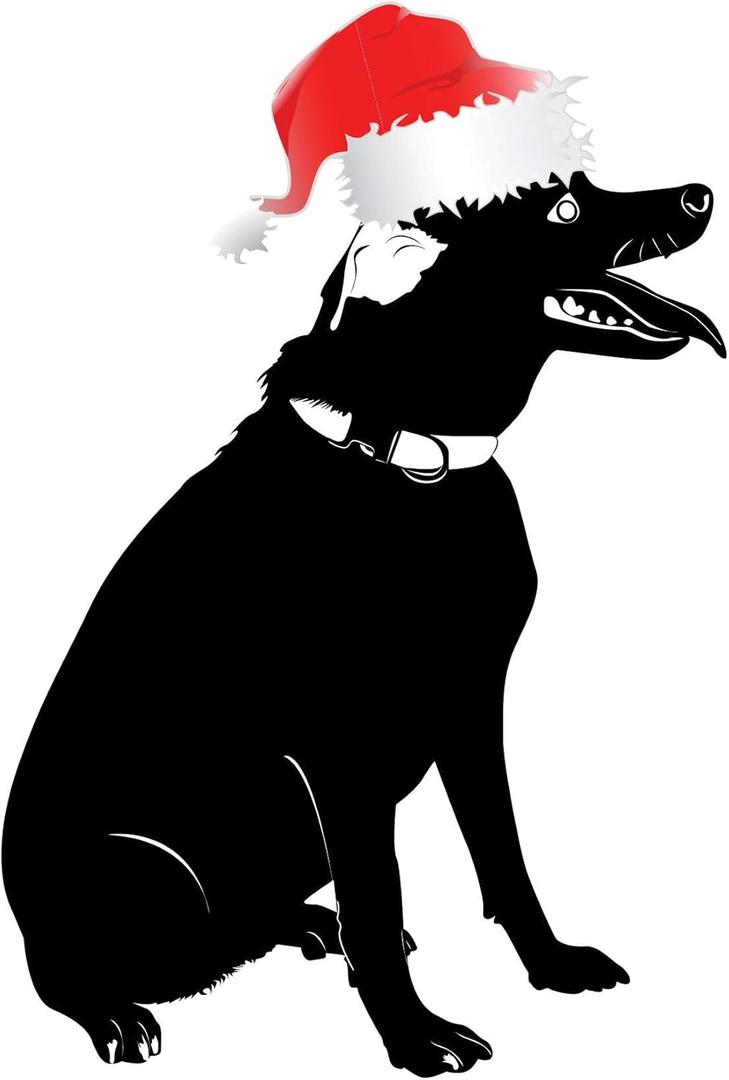 Family Adorable Cartoon Wall Decal Decoration Cute Animals in Santa Hat Christmas Hats Pet Dog Happy Holiday Gift Lasts Years and Easily Removable - Size: 18 in(W) x 30 in(H)