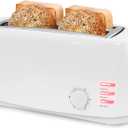 Elite Gourmet ECT-4829 Long Slot 4 Slice Toaster, 6 Toast Settings Toaster Defrost, Reheat, Cancel Functions, Slide Out Crumb Tray, Extra Wide Slots for Bagels Waffles, White