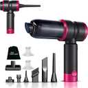 Handheld Car Vacuum with 15000PA Power, 4 in 1 Small Powerful Cordless Vacuum Cleaner & Air Duster with 2000mAh Battery, Rechargeable Portable Mini Hand Held Vacuum for Car, Home,Office,Pet HairPink