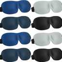 Bencailor 8 Pcs Sleep Eye Mask for Side Sleeper Men Women 3D Contoured Eyes Blackout Covers for Sleep with Adjustable Strap Block Out Light Night Blindfold Eye Shade for Travel(Medium,Retro Colors)