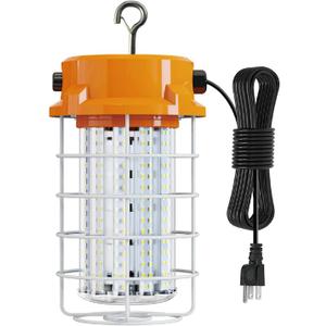 LED Temporary Work Light 100W 15000Lm 5000K Daylight White High Bay led Construction Light with Hook Portable Linkable Durable LED Job Site Lighting for Damp Location Indoor Outdoor Area Lighting