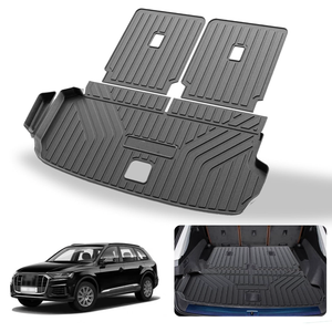 Cargo Mat & Backrest Mats Compatible with 2017-2024 2025 Audi Q7 - TPE All Weather Rear Cargo Liner Rear Trunk Liner Back Seat Cover Protector (2017-2024 Audi Q7)