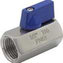 Beduan 1/2" Mini Ball Valve, Stainless Steel Female x Female NPT Thread Shut-Off Valve