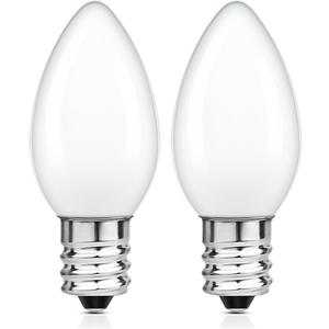 C7 E12 LED Bulbs, Low Watt Candelabra Light Bulbs, 0.5W Equivalent 5W Incandescent Bulb, Small Milky White Glass Night Light Bulbs Warm White 2700K,Window Candles & Chandeliers Replacement Bulb,2-Pack