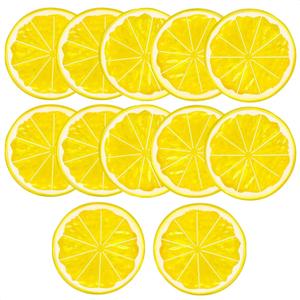 12Pcs Fake Lemon Slices Artificial - Fruit Party Decorations Fake Lemon Fruit Decorations for Party Lemon Kitchen Decoration - Simulation Yellow Lemon Home - 2 Inch Plastic Vegetable Decor Kitchen