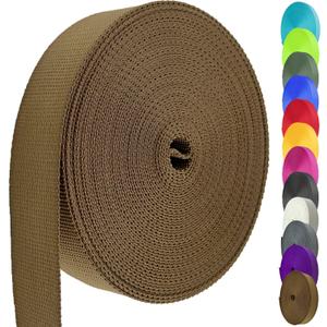 Nylon Webbing 1.5 Inch, Heavy Duty Nylon Webbing Strap 12 Yard,Durable Nylon Strapping for Indoor or Outdoor Gear, DIY Crafting, Repairing (Brown, 12 Yard)