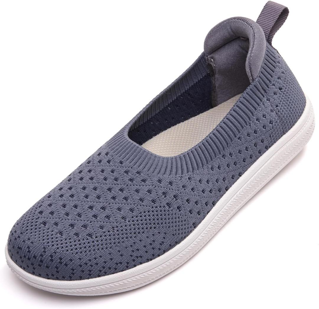 MENYABN Women's Barefoot Flats Shoes Wide Toe Box Zero Drop Sole Slip On Ballet Shoes with Soft Padded Protective Heel for Casual Daily Office Indoor 6.5W