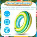 50 Inch Giant Inflatable Tube Floats Green Stripe Donut Pool Float Adult Size Pool Floaties Toys for Swimming Party Decorations