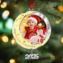 2 x Babys First Christmas Photo Ornament 2025 Girl - Personalized Pink Elephant Ornament - My 1st Xmas Tree New Baby Girl Picture Keepsake Ornaments Decoration