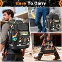 Tool Backpack Bag, HVAC Heavy Duty Construction Tools Backpack for Men, 1680D Professional Level Durable Tool Organizer, with Molded Base & Combination Lock, for Electricians & Home Repair-Version 3.0