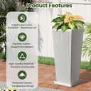 Front Porch Planters Outdoor Set of 2, 24" Tall Plastic Planters for Outdoor Plants with Drainage, Extra Large Outdoor Planter Pots, Tapered Tall Planters for Front Door & Indoor Plants, White