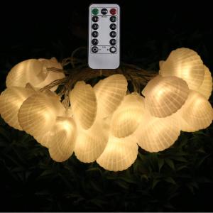 Remote Shell String Lights, 10 ft Shell Shapped Light with 20 LEDs, Battery Powered Sea Shell String Lights for Christmas Halloween Bedroom,Garden,Party Decoration