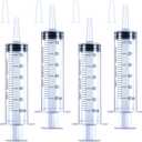 4 Pack 60mL Large Syringe for Liquid with Tip Cap, Plastic Liquid Syringes Individually Sterile Sealed