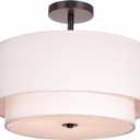 FRIDEKO HOME 3-Light Semi Flush Mount Ceiling Light,15.7 inch Ceiling Light Fixture with White 2-Layer Fabric Shade Drum Lights for Bedroom Living Room Kitchen Foyer Hallway