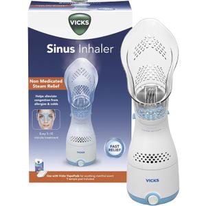 Vicks Sinus Inhaler - Non-Medicated Steam Relief for Allergies, Congestion, Cough & Colds, Vocal Steamer, Soothes Nasal & Throat Passages, Works with VapoPads (1 Included)