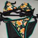 Bikini Sets for Women Floral Two Piece Bathing Suit V Neck Shell Stitched Swimsuit Tie Side Triangle Swimwear M