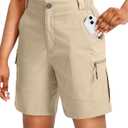 Viodia Women's 7" Hiking Cargo Shorts with Pockets Quick Dry Lightweight Shorts for Women Golf Casual Summer Shorts (X-Large, Khaki)
