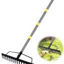 Garden Leaf Rakes 5.58FT Bow Rakes for Lawns Heavy Duty 17 Tines Metal Head,Adjustable Steel Handle,17 Inch Wide Rakes for Leaves, Gathering Shrub, Leveling Grass, Flower Beds, Yards (Yellow)