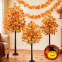 3Pcs Fall Trees Maple Tree with Lights 4Ft/5Ft/6Ft - Remote Control&Timer