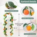 6FT Artificial Oranges Garland with Greenery - Faux Oranges Vine, Realistic Fruit Garland for Home, Garden, Wedding, Party & Christmas Decor | Vibrant Fake Orange Wreath for Hanging Decoration